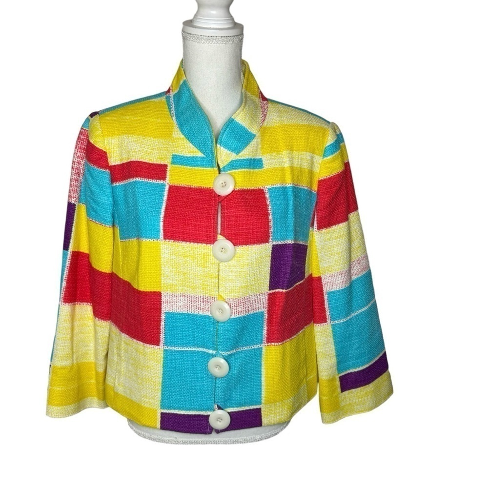 Carlisle Patchwork Colorblock Tweed Jacket 12 - Picture 1 of 9